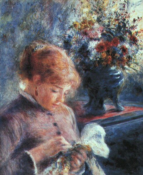 Pierre Renoir Lady Sewing oil painting picture